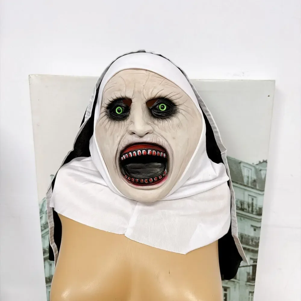 Horror Valak Nun Mask, Halloween Scary Demon Nun Headgear for Cosplay